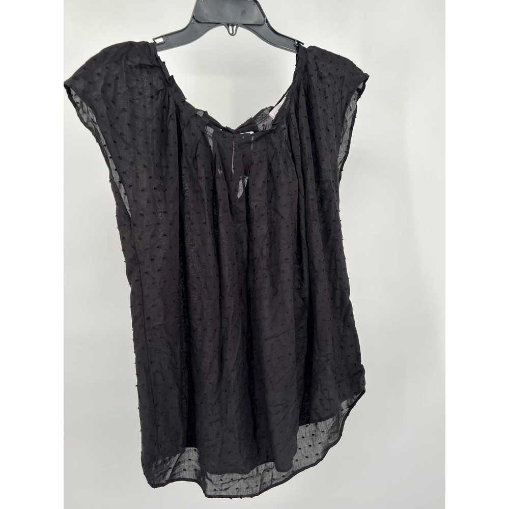 LAUREN CONRAD WOMEN PLEATED NECKLINE BLOUSE BLACK SIZE MEDIUM